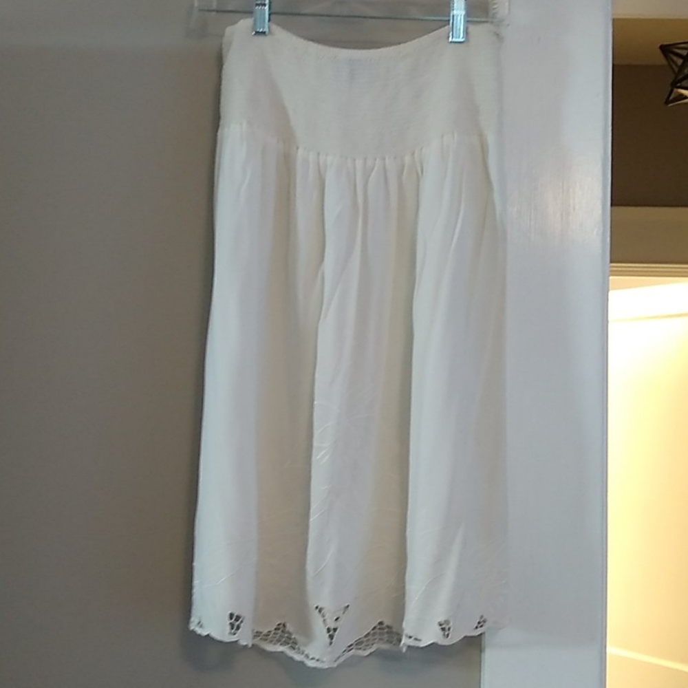 Ruched tube top embroidered beach cover up